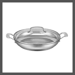Cuisinart 2PC Stainless Steel Everyday Pan Set 500F 3.53QT 12" Cover Oven Glass