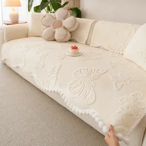 Butterfly Embossed Sofa Cushion, Pet Dog Friendly, Soft Plush Protection, Cushion Protector, Bedroom Office Living Room Decor, Romantic Home Atmosphere