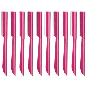 Eyebrow Trimmer, Completely Stainless Steel Eyebrow Razor Shaper for Men and Women, Grooming Shavers(10 pcs/box)