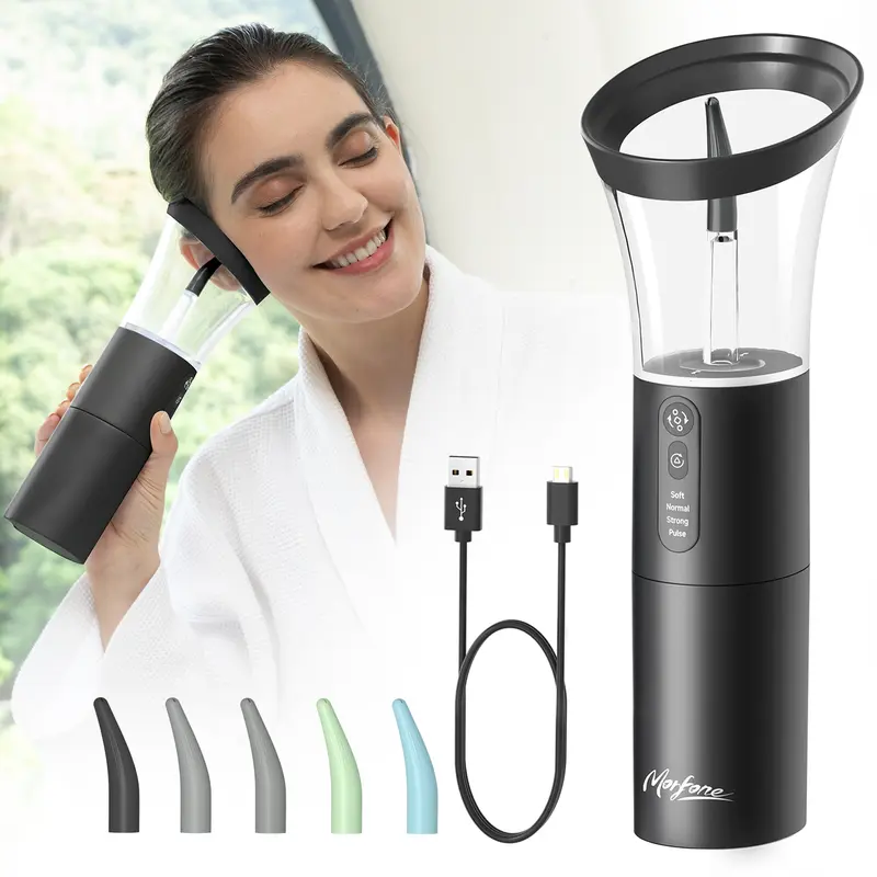 Morfone Electric Ear Wax Remover Kit - Ear Cleaning Water Machine with Gentle & Effective Cleaning, 4 Pressure Settings, Multiple Reusable Nozzles, IP67 for Wet Bathrooms, Convenient & Hygienic Design, Medical Support, Ergonomic Build, Family-Friendly Use