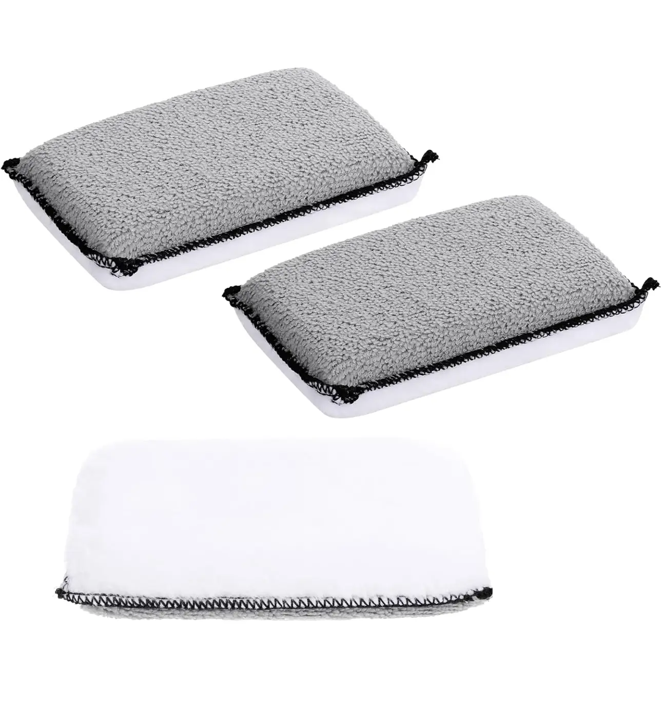 PAQUETE DE 3  Autofiber Esponja de limpieza interior Scrub Ninja (5 x 3 pulgadas) para limpieza de cuero, plástico, vinilo y tapicería.