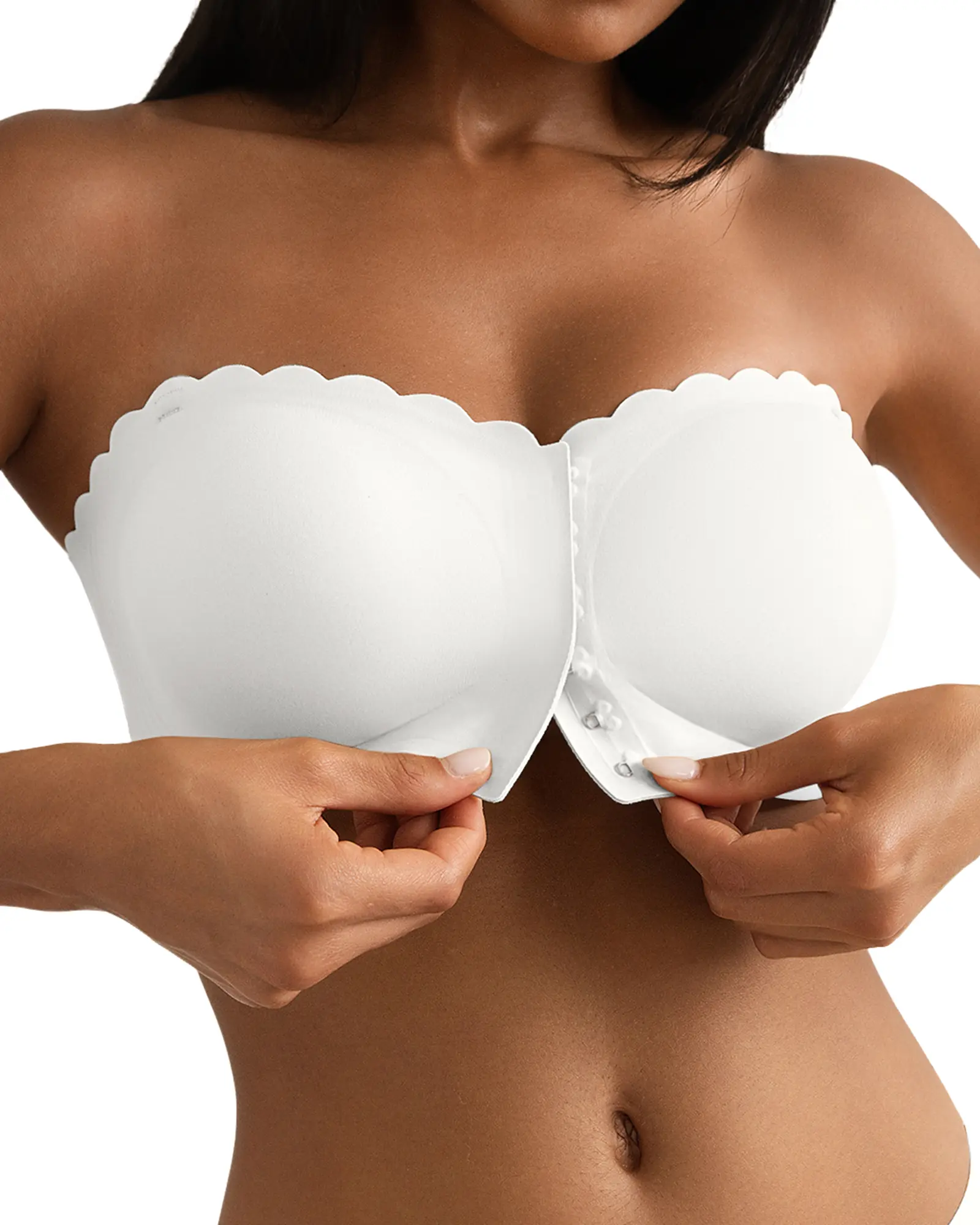 Front Closure Strapless Bra, 360° Jelly Support Push Up Wirefree, Convertible Multi-Way Seamless Invisible, Anti Slip Breathable Comfort Wear