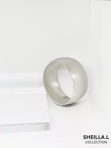 Stainless Steel Wide Silver Bangle Bracelet