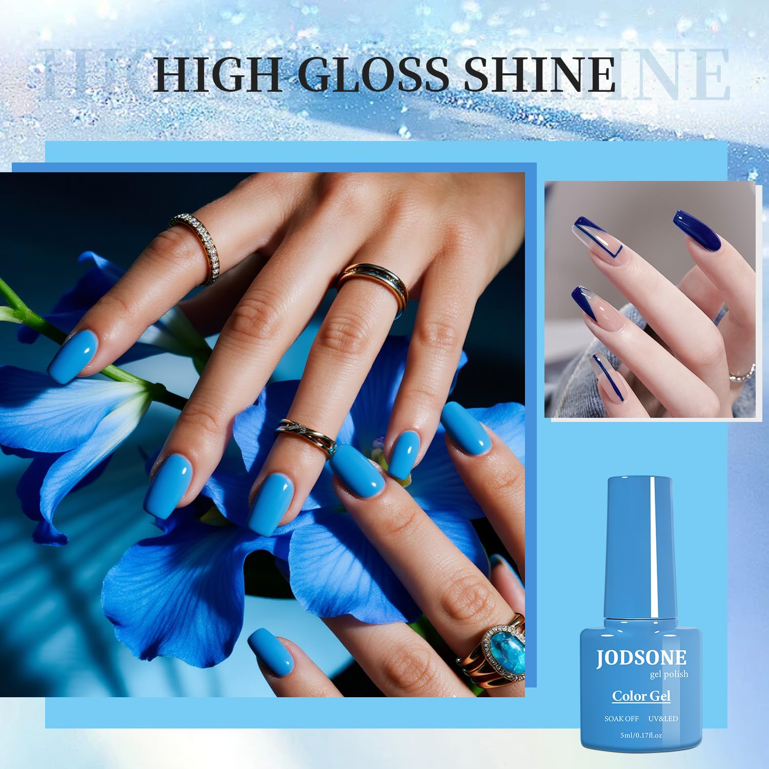 JODSONE Same Color Same Bottle 32 Colors Gel Nail Polish Set  UV Light Included | Soak Off Glitter/Matte Base Top Coat | Salon Home DIY