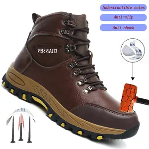 New Waterproof Men's Safety Work Boots Steel Toe Shoes Anti Impact And Anti-Puncture Protective Boots advanced non-slip traction Indestructible Roofing Shoes stylish footwear lifesaver boot industrial construction