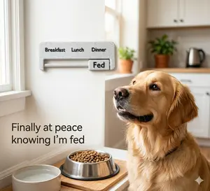 Magnetic Dog Feeding Tracker - Stone Texture Pet Meal Reminder - Modern Home Decor & Organizer