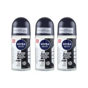 (3 Pack) NIVEA MEN BLACK WHITE INVISIBLE DEODORANT ROLL-ON 50ML Protection