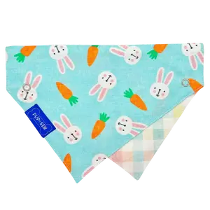 Easter Bunny Dog Collar Bandana, Reversible and Two-Tone
