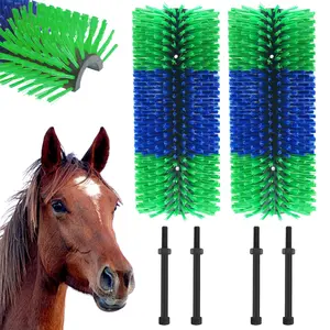 Livestock Scratch Brushes, Horse Scratcher Full Massage Grooming Brush Kit, Hard Silk Ranch Cow Brush Relieve Itching on the Back of Livestock for Horse Cow Cattle Sheep Pig Goat