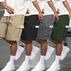 4 Pack Men's Workout Shorts Set with Practical Pockets & Adjustable Waistband | Perfect for Gym, Hiking & Construction Work Summer Value Bundle