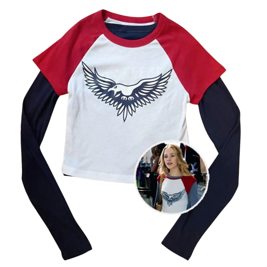 Tracy's Eagle Women's Cotton Baby Tee, Longsleeves Raglan, Graphic Print T-Shirt