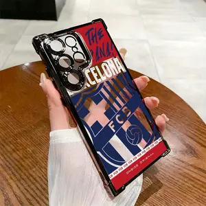 Football B-Barca Phone Case Compatible with for samsung for galaxy S25 S24 S23 S22 S21 FE Ultra Plus 4G 5G, Transparent Soft Back Cover for Drop Protection.