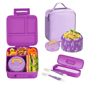 Lunch Box Set, 1 Set Including Lunch Box with Cutlery & Insulated Soup Cup & Lunch Bag, Kitchen Gadgets Leak-proof Lunch Container for School & Office, Leakproof Lunch Box