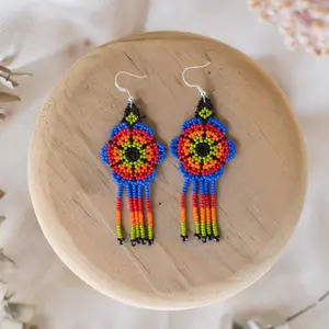 Peyote - Native Beaded Earrings Inspired by The Sacred Cactus - Handmade by Mexican Artisans - Mother Sierra