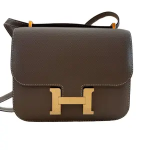 Pre-owned HERMÈS Constance 18 Elephant Grey Gold Hardware Epsom Leather