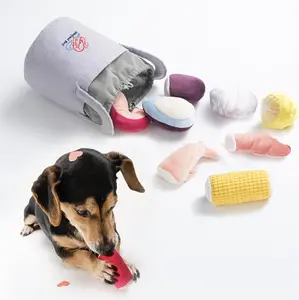 Nocciola 10 PCS Seafood Boil Dog Toy Set with a Pot, Christmas gift, Squeaky Crinkle Plush Puppy Toy,Interactive Toys, Hide Toys for Small to Medium Dogs