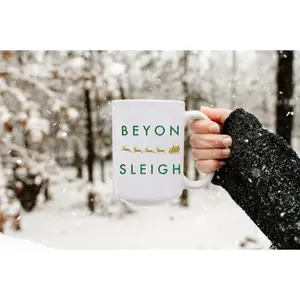BEYON SLEIGH MUG, Funny Christmas Mug, Beyhive Mug, Queen Bey, Sleigh Mug, Beyhive Fan Gift, Enamel Camp Mug, Pink Xmas Mug, Red Xmas Mug