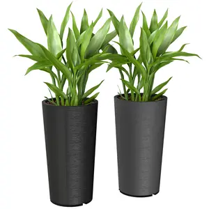 2-Pack 29-Inch Extra Large Plastic Flower Pots - Tall, Weatherproof, UV-Resistant Outdoor Planters for Front Porch, Patio