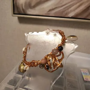 Elegant Beaded Bracelet with Intricate Wirework and Gemstone Accents for Stylish Accessory