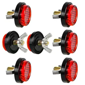 6PCS Red Reflectors Round License Plate Screws Bolts Nuts Fastener for Motorcycle Bicycle License Plate Frame