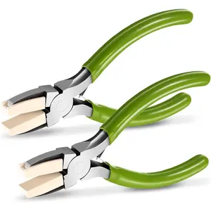 Mudder 2 Packs Nylon Nose Pliers Double Nylon Pliers Carbon Steel Jewelry DIY Tools for Beading Looping Shaping Wire Jewelry Making and Other Crafts, 5.3 Inch(Green)