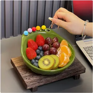 French-style spiral Stainless Steel Shaped Fruit Fork with bowl for  Gifts, creative home living room fruit plate, high-value snack and candy display plate Kitchen Tableware for Home Party Wedding
