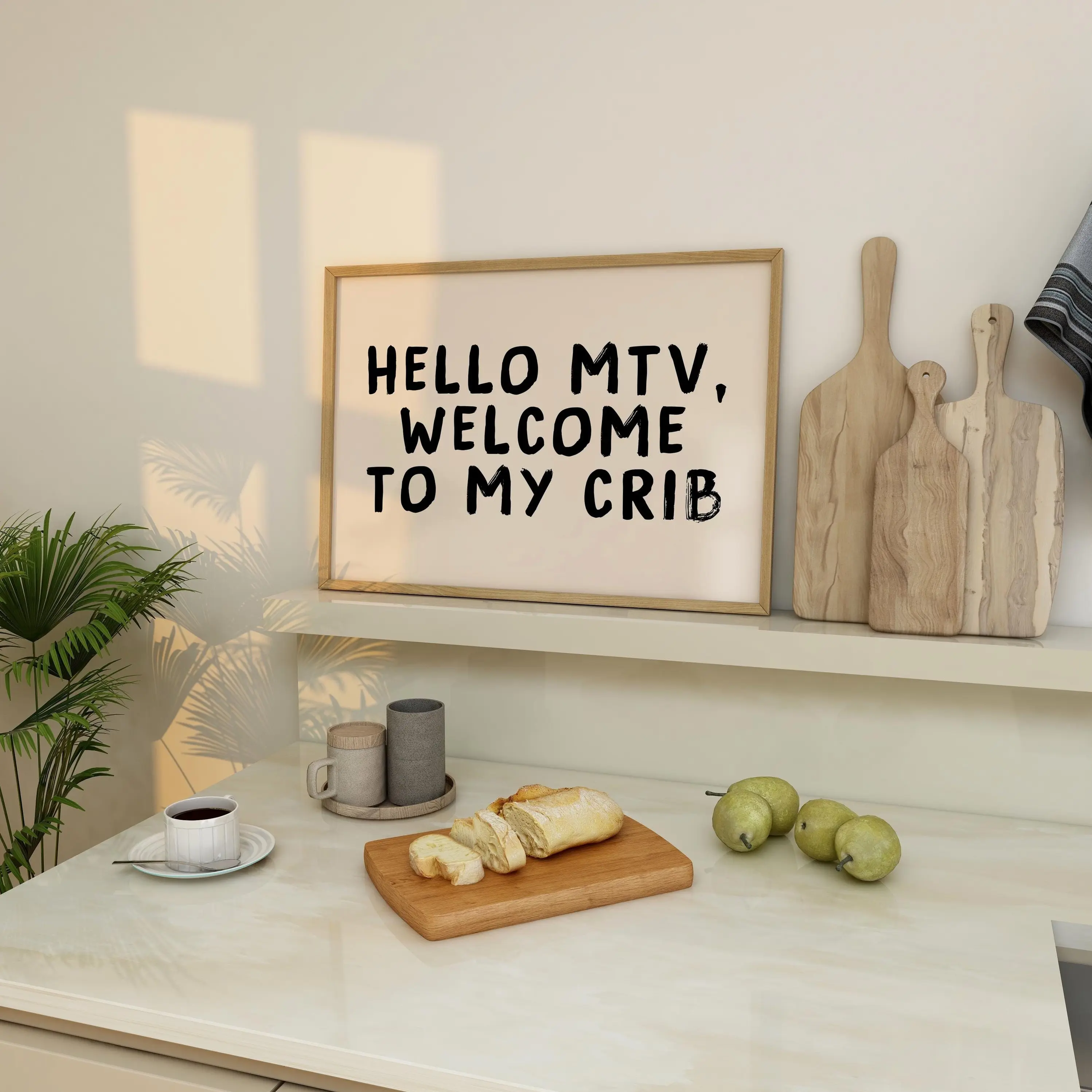 Itsel Hello Mtv Welcome To My Crib Print - Welcome Print - Entryway Print - Porch Prints - Y2k Prints - Hallway Wall Art Welcome Wall Art Print