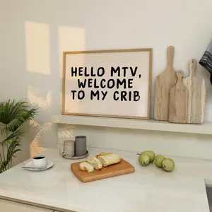 Itsel Hello Mtv Welcome To My Crib Print - Welcome Print - Entryway Print - Porch Prints - Y2k Prints - Hallway Wall Art Welcome Wall Art Print