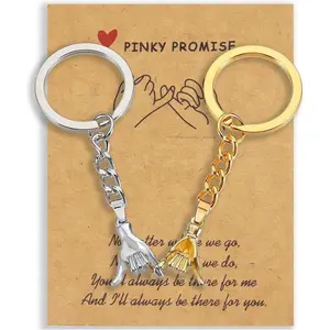 Pinky Promise Matching Keychains 2PCS for Couple Friends Family, Aesthetic Broken Heart Gap Puzzle Bestie Gifts for Him Her BFF Valentine's Day Birthday
