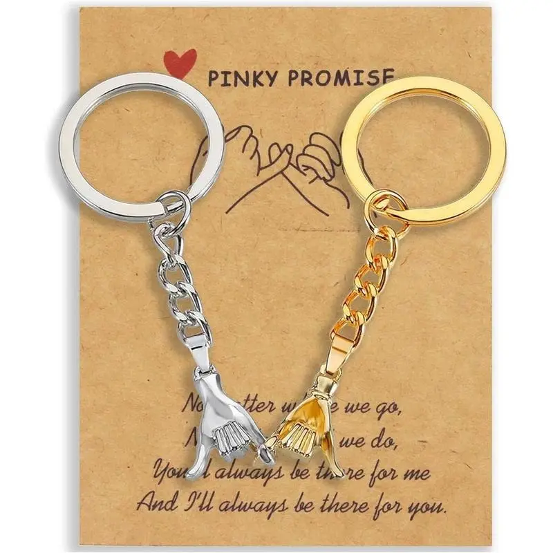 Pinky Promise Matching Keychains 2PCS for Couple Friends Family, Aesthetic Broken Heart Gap Puzzle Bestie Gifts for Him Her BFF Valentine's Day Birthday