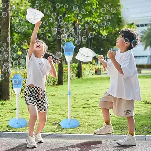 47-Inch Vertical Automatic Bubble Stand Machine, Outdoor Battery-Operated Bubble Blower with Lights for Weddings, Children's Birthday Celebrations