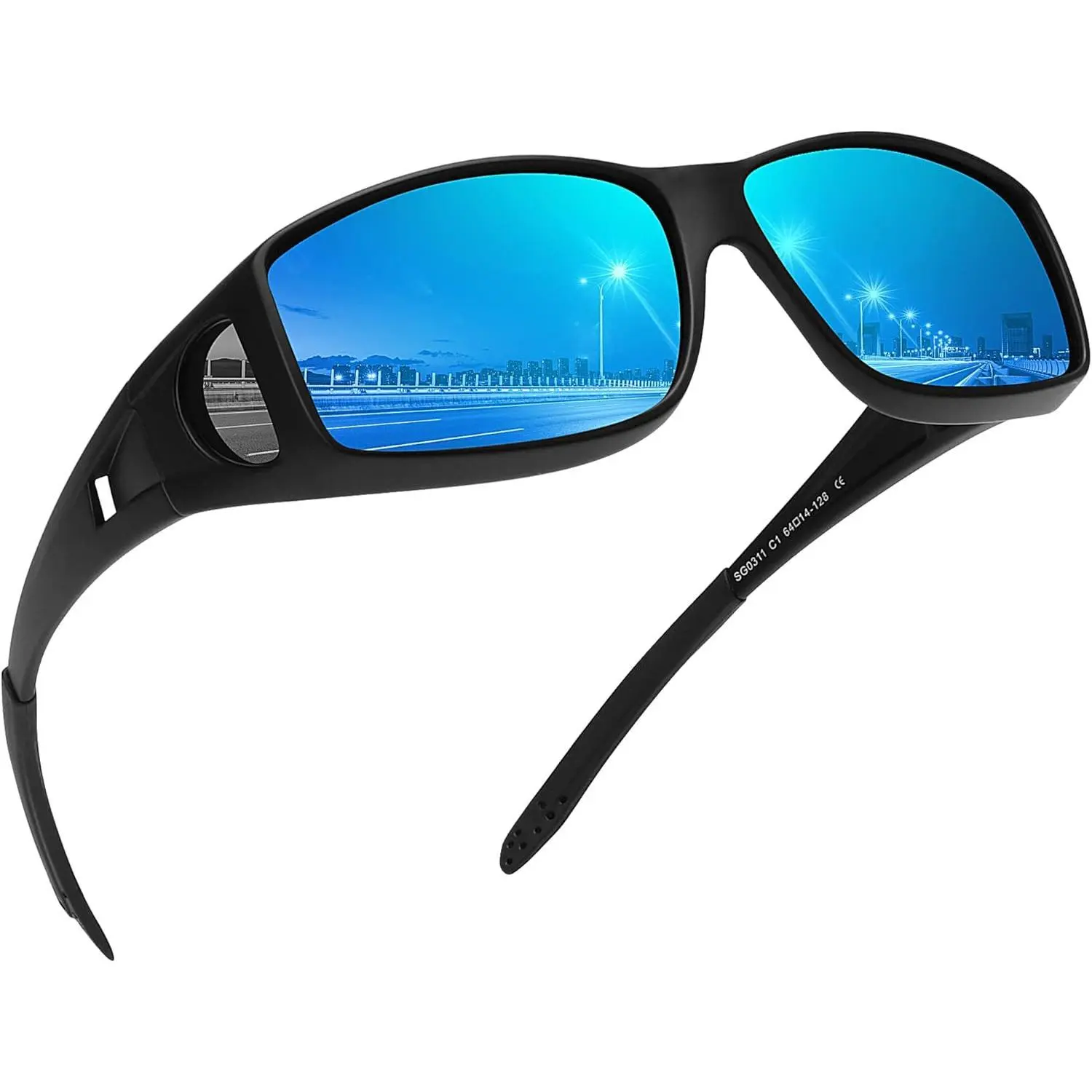 FOZONO Polarized Fit Over Sports Outdoor Sunglasses for Men & Women, Wraparound PC Frame with UV400 Protection for Running & Driving, Tennis, Fit Over Glasses, Outdoor Sports Sunglasses, Wrap Around Sunglasses