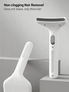 Pet Deshedding Comb for Dogs and Cats, Plastic Fine-Tooth Grooming Tool with Curved Blade for Hair Removal