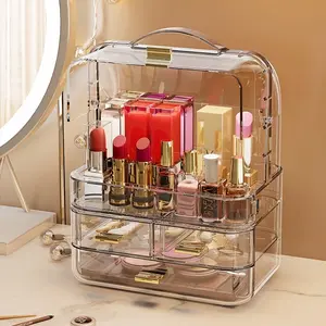 Large-capacity makeup organizer, countertop makeup organizer, dust-proof skincare organizer, transparent design for easy viewing, birthday gift or drawing