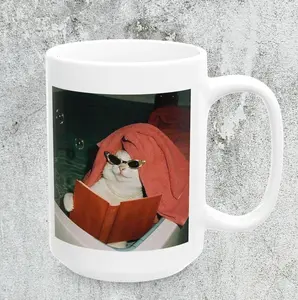 [SALE UP TO 50% + FREE SHIP] Funny Drinking Cat Mug, Silly Elegant Cat Meme Mug, Dank Memes, 90s Vintage Bootleg, Odd Core
