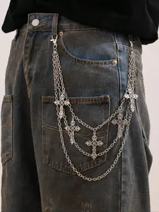 Men's Cross Layered Chain Belt, Adjustable Waist Chain, Punk Style Jeans Chain, Fashion Belt for Party, Daily Clothing Decor, Trendy All-match & Exquisite Belt for Birthday Gift