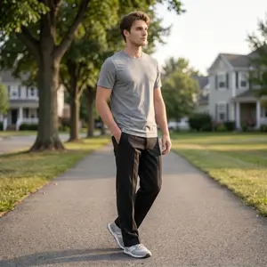 Men's Loose Fit Jogger Pants, Open Bottom Wide Leg Athletic Pants for Jogging, Workout & Lounge #727