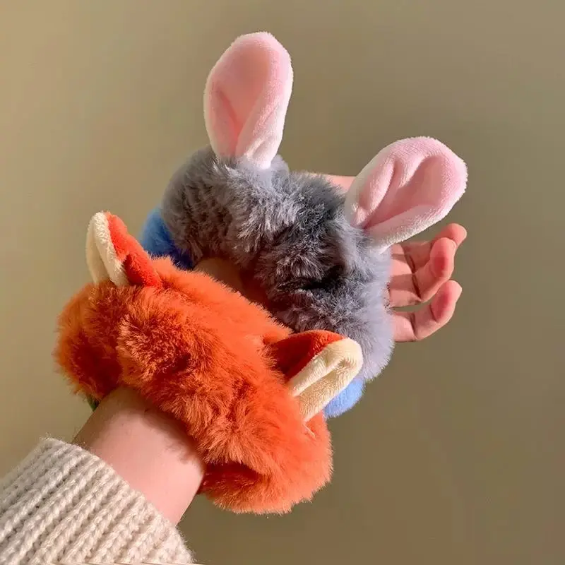 Zootopia Headrope Plush Rubber Bands Hair Elastic Hair Tie Cute Judy Nick Anime Peripheral Hair Accessorie Plush Hair Hoop Gift