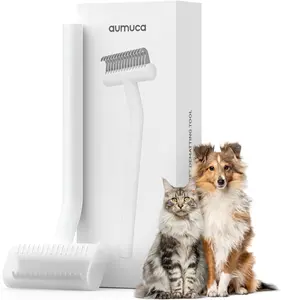 aumuca Dematting Undercoat Comb Brush for Dogs and Cats - Pet Grooming Rake - Dog Brush for Shedding