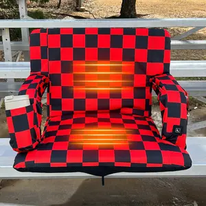 Heated Red Checkerboard 23" Stadium Seat with Armrests