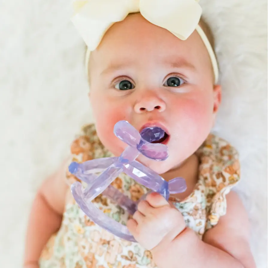 Miraloop Baby Silicone Sensory Teether - Rockable Crystaldog Design, 8 Chewing Ends, Easy-Grip Bars, Wrist Loop, BPA-Free for 3-18 Months Infants, Infant