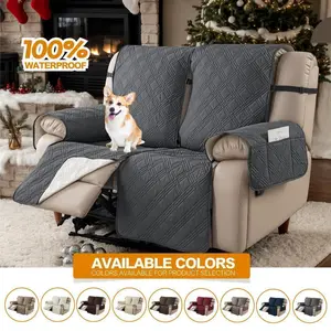 2/3 Seater 100% Waterproof Loveseat Recliner Cover Non-Slip Warm Couch Protector with Pocket for Pets Dogs Living Room Furniture Set