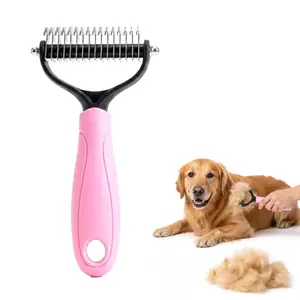 2-in-1 Dual Sided Pet Grooming Tool, Dematting Rake & Deshedding Brush, Effective Knot Remover for Long Hair Dogs  fur   , Cats & All Pets