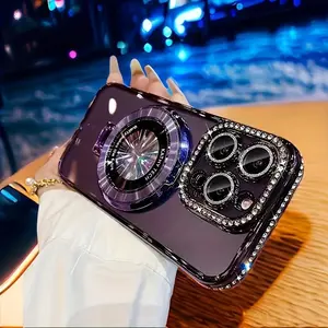 Fashionable Phone Case with Camera Lens Protector, Shiny Phone Cover for iPhone 11-17 Pro Max, Customized Mobile Accessories