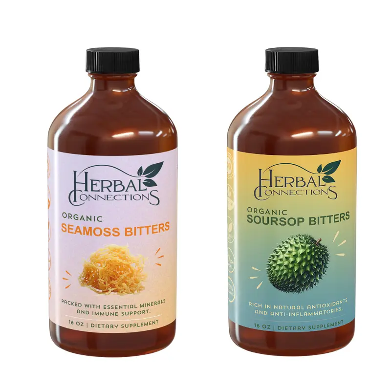 Soursop & Sea moss Herbal Bitters Bundle - Natural Wellness Support - 2 x 16 Oz Bottles - herbal blend supplement Healthcare Edible Fitness Dietary