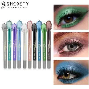 （10pcs）SHCOETY 10 Color Pearl Eyeshadow Non-Smudging Eyeliner with Pencil Sharpener Lipliner Makeup line loud eyeshadow stickCosmetic makeup product eye shadow Glitter