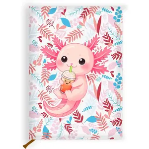 Pretty Leather Lined Journal Cute Axolotl Notebooks 200 Pages A5 Ruled Journaling Notebooks, Cute Notebooks for Girls, Office Gifts for Women Coworkers Teenage Girls(5.8 x 8.3)