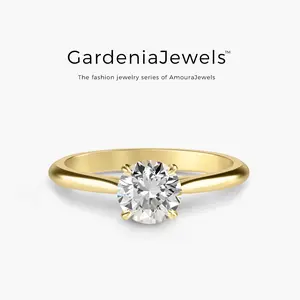 Pre-sale 1ct Moissanite Freesia Solitaire 18K Gold Plated Engagement Ring VVS1 D Color