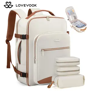 LOVEVOOK Colorblock Carry-On Travel Backpack with 3 Packing Cubes and Laptop Compartment - Personal Item,TSA-Friendly, Airline Approved Travel Bag for Hiking, Weekend,Gift for Valentine's Day,  TikTokShopStockUp