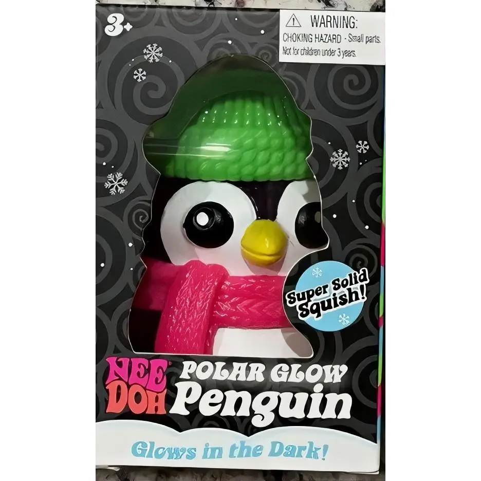 Nee Doh Polar Glow Penguin  or Candy Swirl Super Solid Squish Fun Toy for Kids 3+ Years